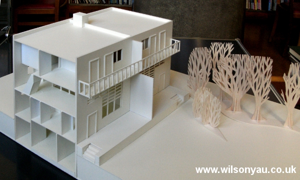 Front façade: 13-19 Woinovichgasse, Werkbund housing estate, Vienna. Model by Wilson Yau, 2011