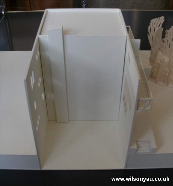 The 'shell' of the model with only exteriors walls to show the pattern of fenestration