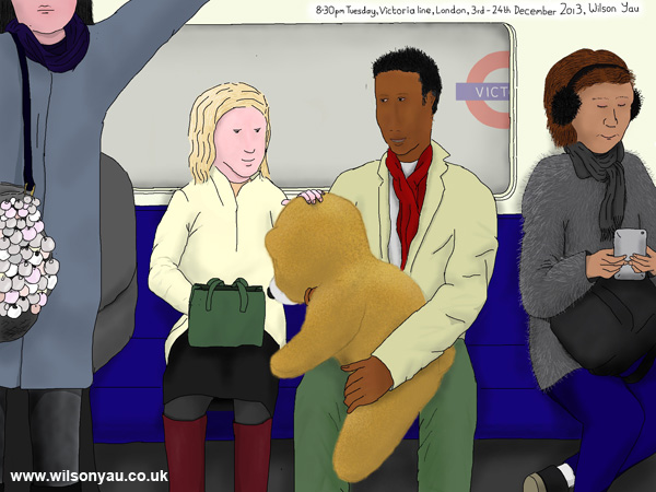 Giant bear, 8.30pm Tuesday, Victoria line, London, 3rd December 2013