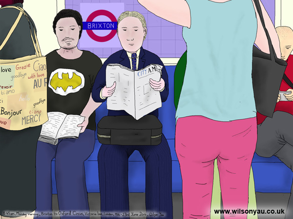 Monday morning, Brixton to Oxford Circus, Victoria line, 9th June 2014