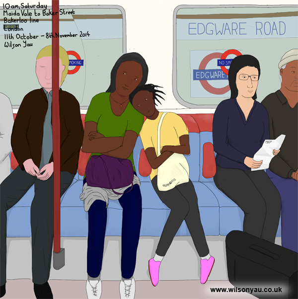 10am, Saturday morning, Maida Vale to Baker Street, Bakerloo line, 11th October 2014