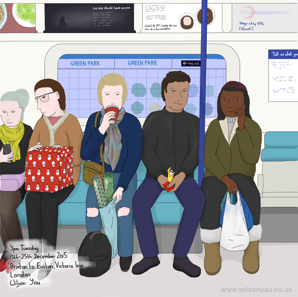 Christmas gifs, Tuesday afternoon, Victoria line, London, 15th December 2015