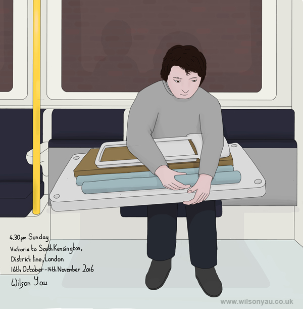 4.30pm Sunday, Victoria to South Kensington stations, District line, London (Drawing 775)