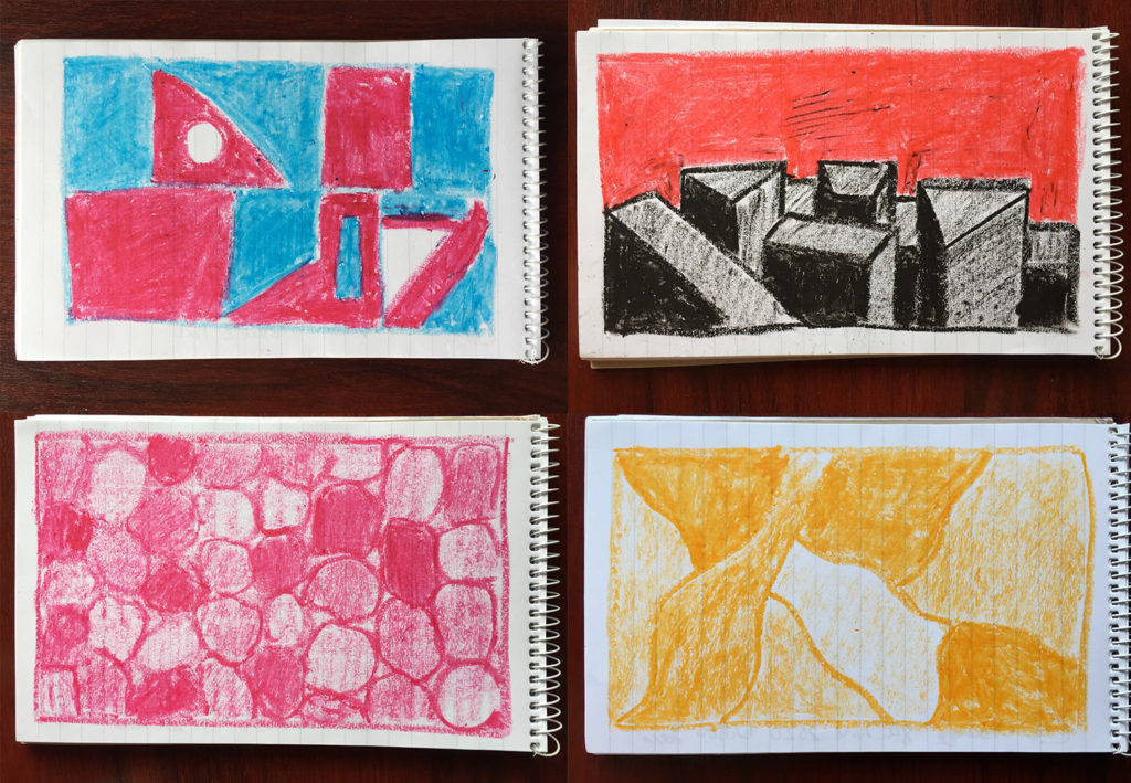 Abstract oil pastel drawings