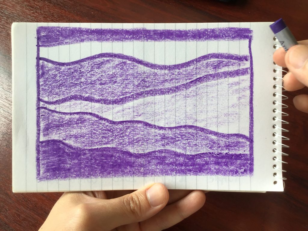 Abstract Oil Pastel drawing in purple
