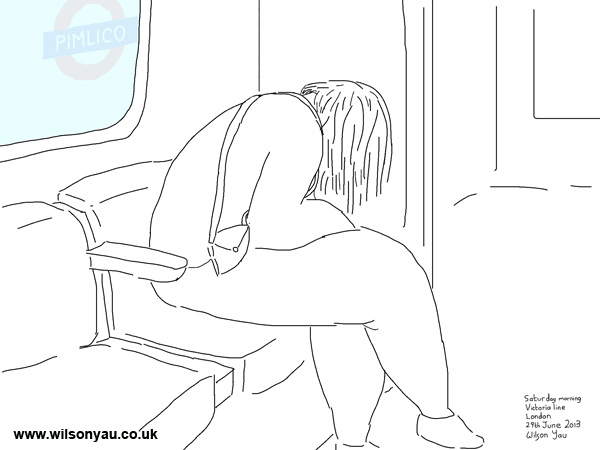Person asleep, Victoria line, 29th June 2013